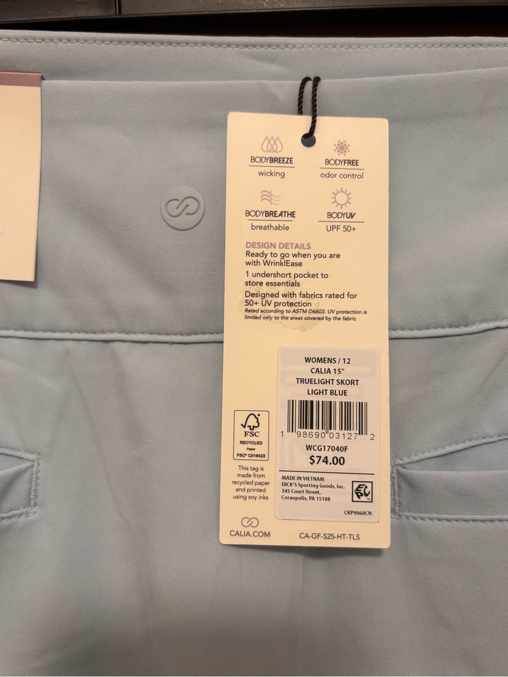 Calia Light Blue Golf Skort w/ brief. Sz 12 NWT - Picture 4 of 10